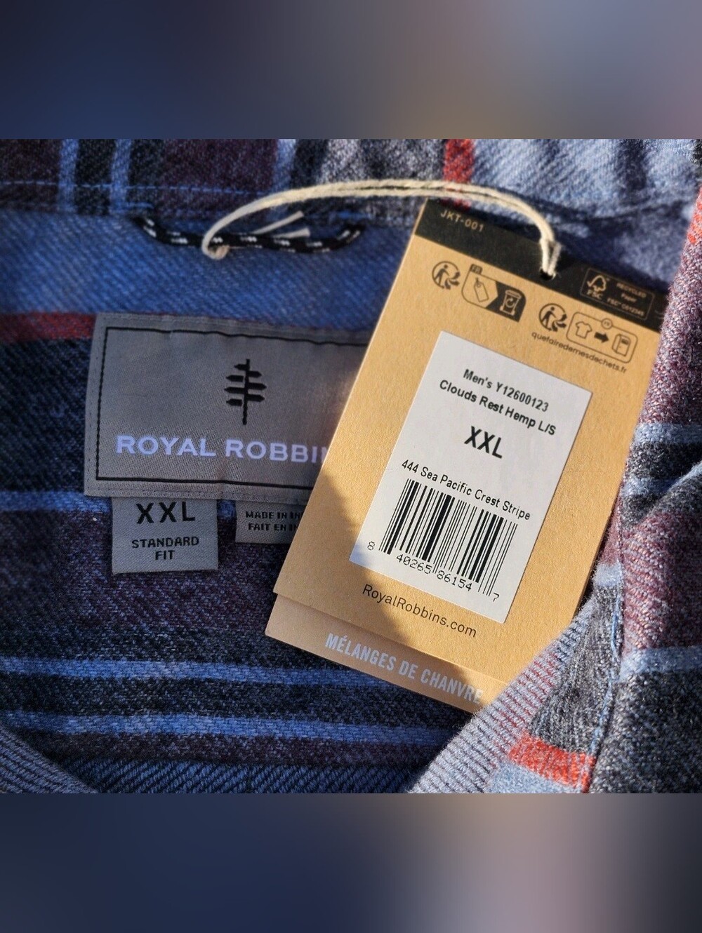 Royal Robbins Clouds Rest Hemp Long-Sleeve Shirt - Men's XXL 444 Sea Pacific Stp - Picture 9 of 11